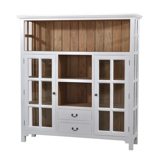 GENEVA HAMPTON STYLE 2 TONE KITCHEN CABINET WITH 2 DOORS 2 DRAWERS & 3 OPEN SHELVES - MyChocolateWood