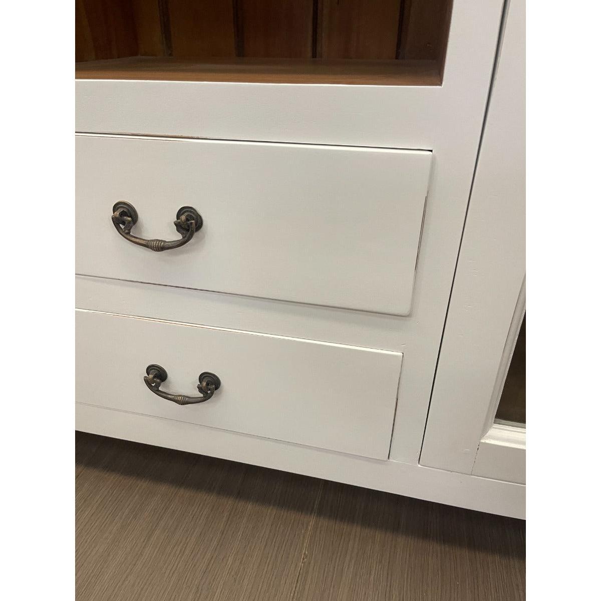 GENEVA HAMPTON STYLE 2 TONE KITCHEN CABINET WITH 2 DOORS 2 DRAWERS & 3 OPEN SHELVES - MyChocolateWood