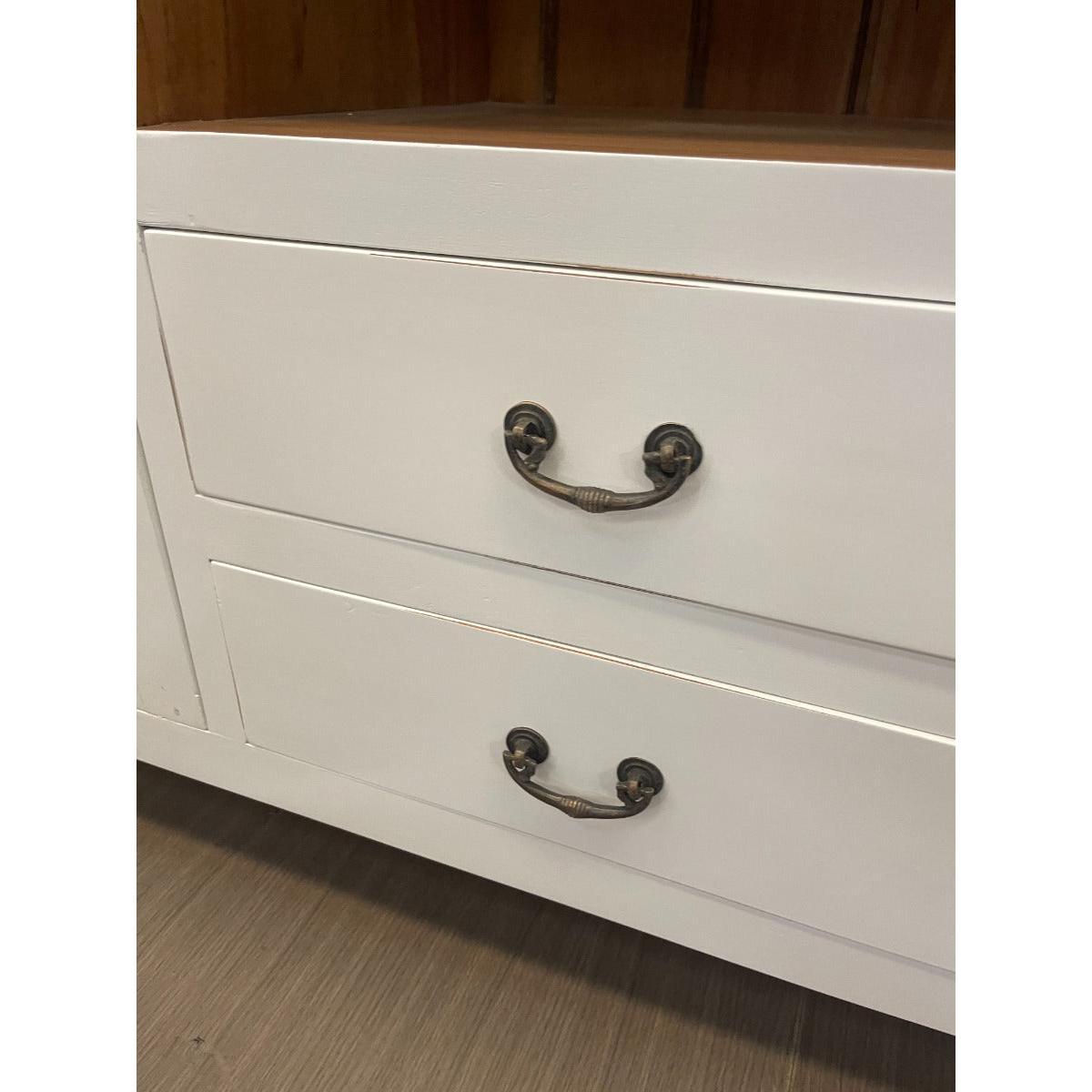 GENEVA HAMPTON STYLE 2 TONE KITCHEN CABINET WITH 2 DOORS 2 DRAWERS & 3 OPEN SHELVES - MyChocolateWood