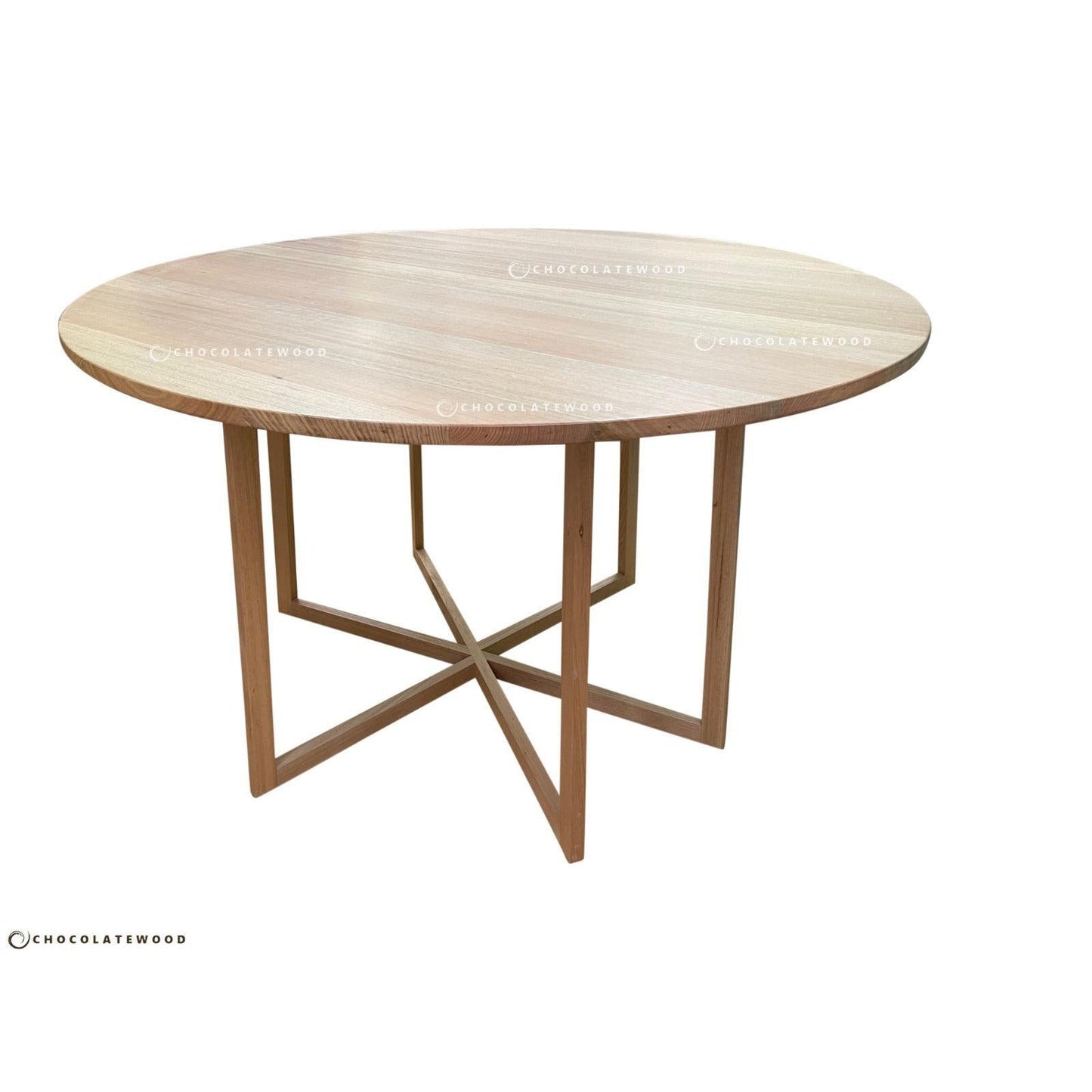 GETANO ROUND BAR TABLE IN SOLID TASSIE OAK CLEAR LACQUER - 150CM DIAMETER - MyChocolateWood