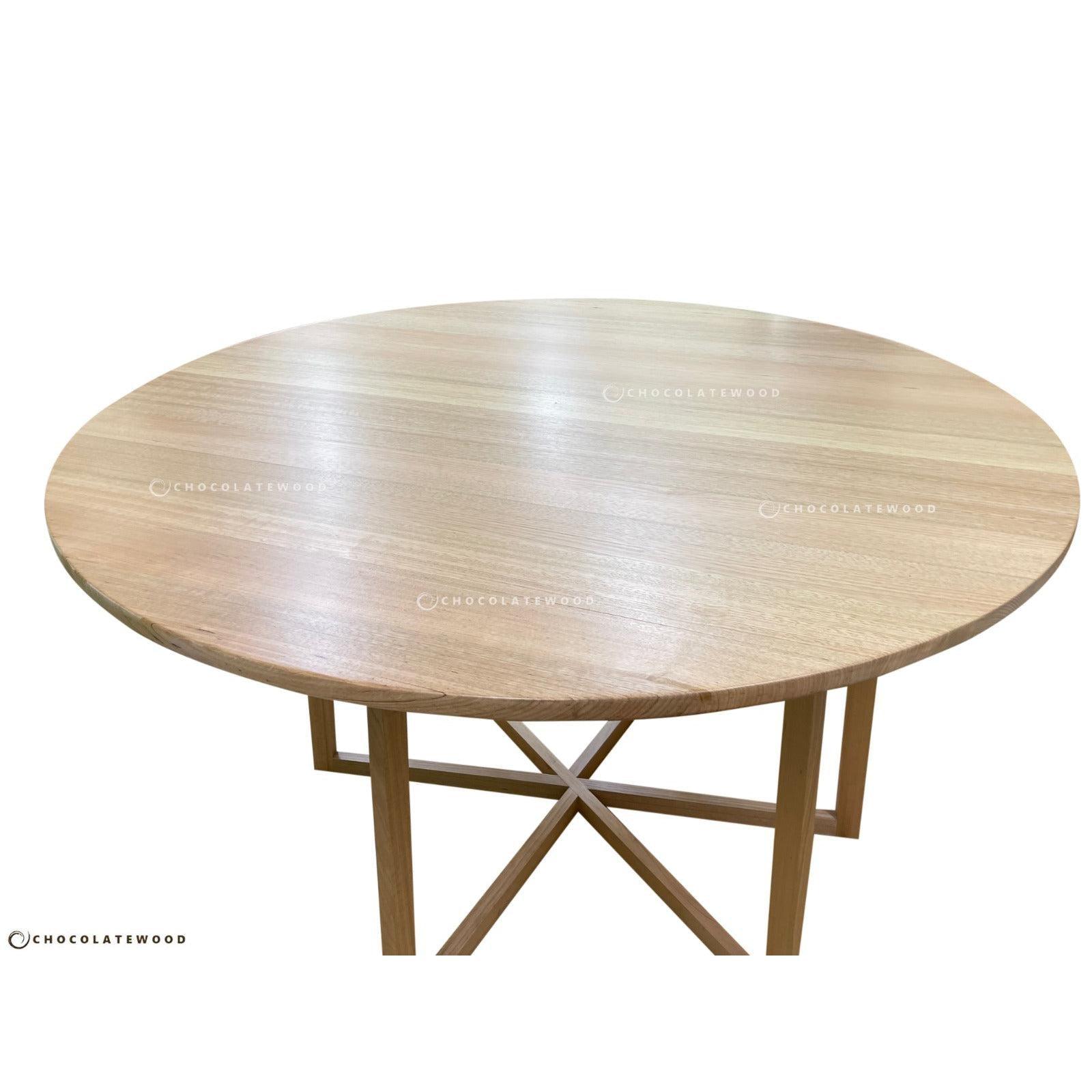 GETANO ROUND BAR TABLE IN SOLID TASSIE OAK CLEAR LACQUER - 150CM DIAMETER - MyChocolateWood