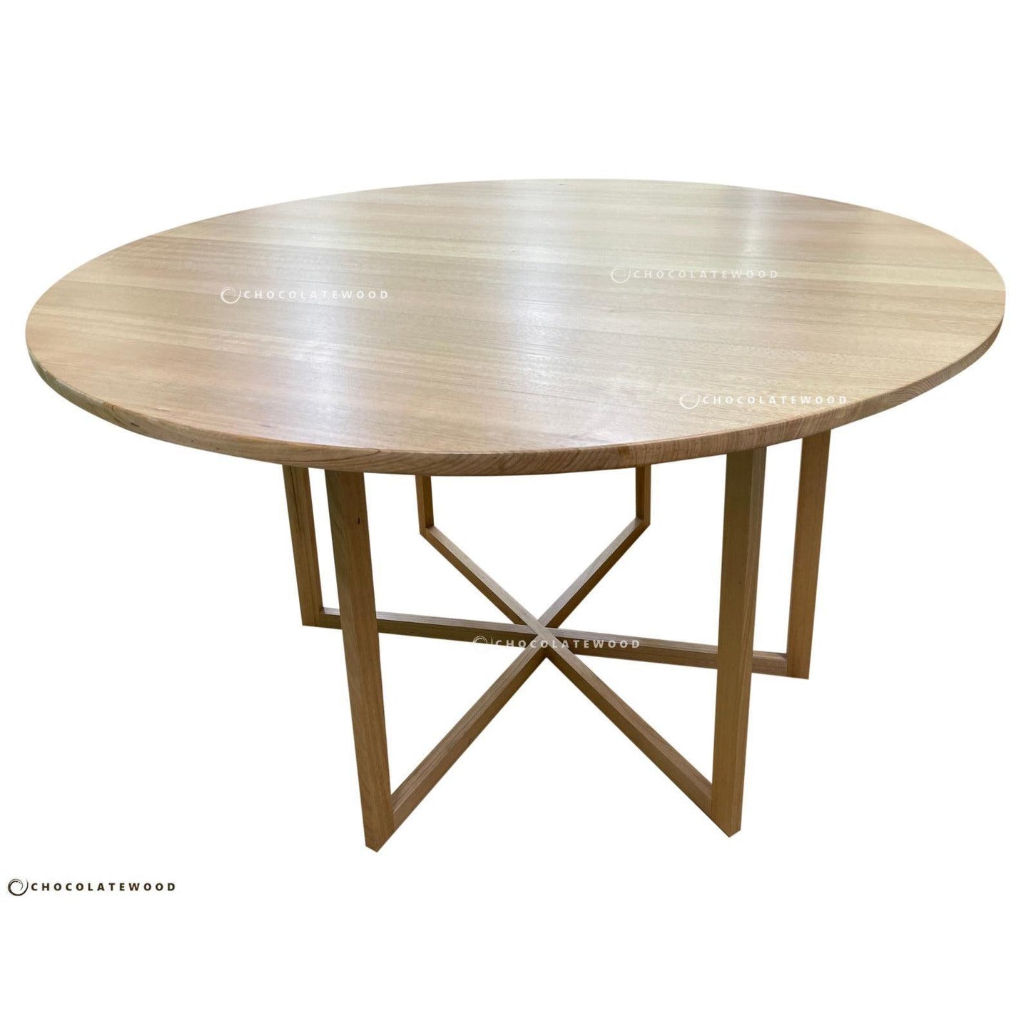 GETANO ROUND BAR TABLE IN SOLID TASSIE OAK CLEAR LACQUER - 150CM DIAMETER - MyChocolateWood