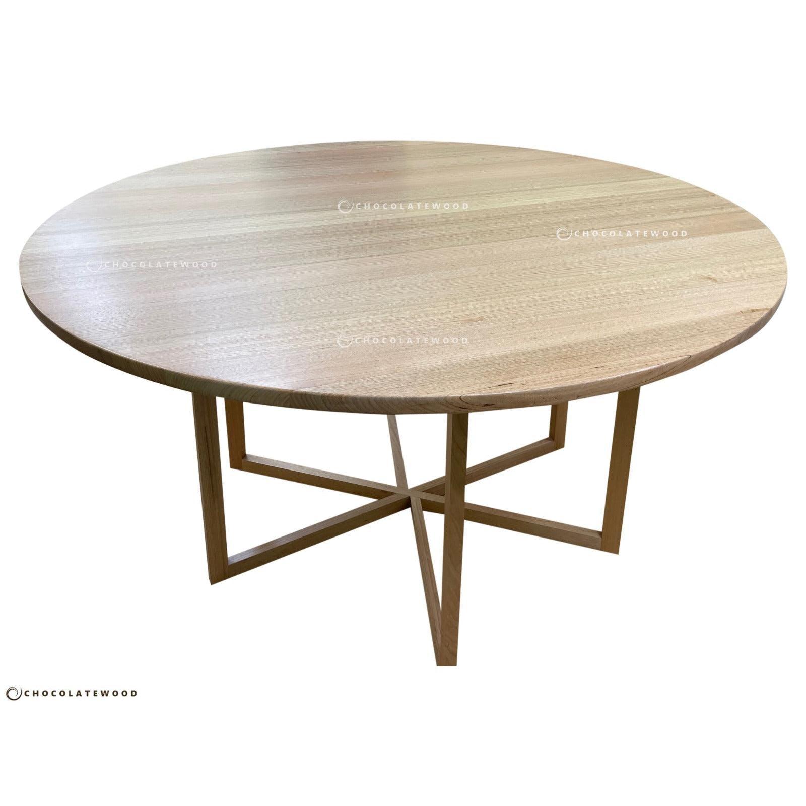 GETANO ROUND BAR TABLE IN SOLID TASSIE OAK CLEAR LACQUER - 150CM DIAMETER - MyChocolateWood
