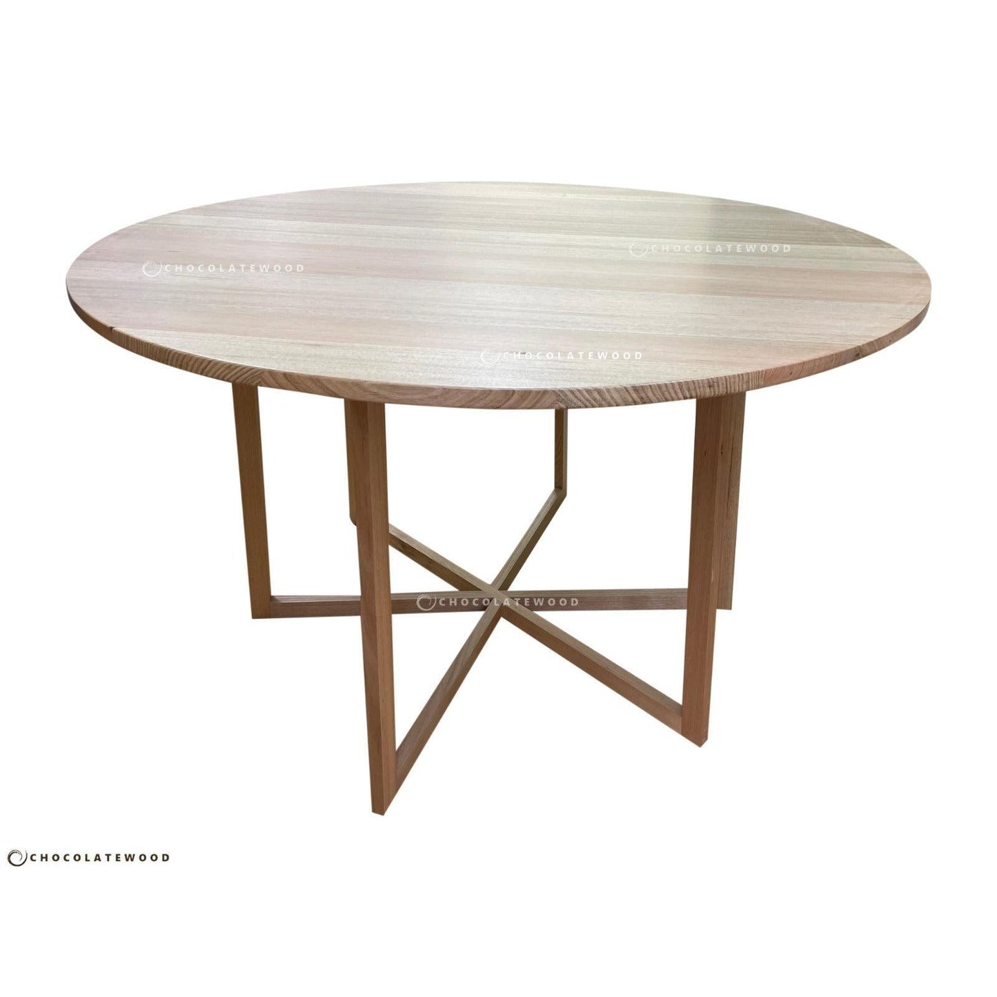 GETANO ROUND BAR TABLE IN SOLID TASSIE OAK CLEAR LACQUER - 150CM DIAMETER - MyChocolateWood