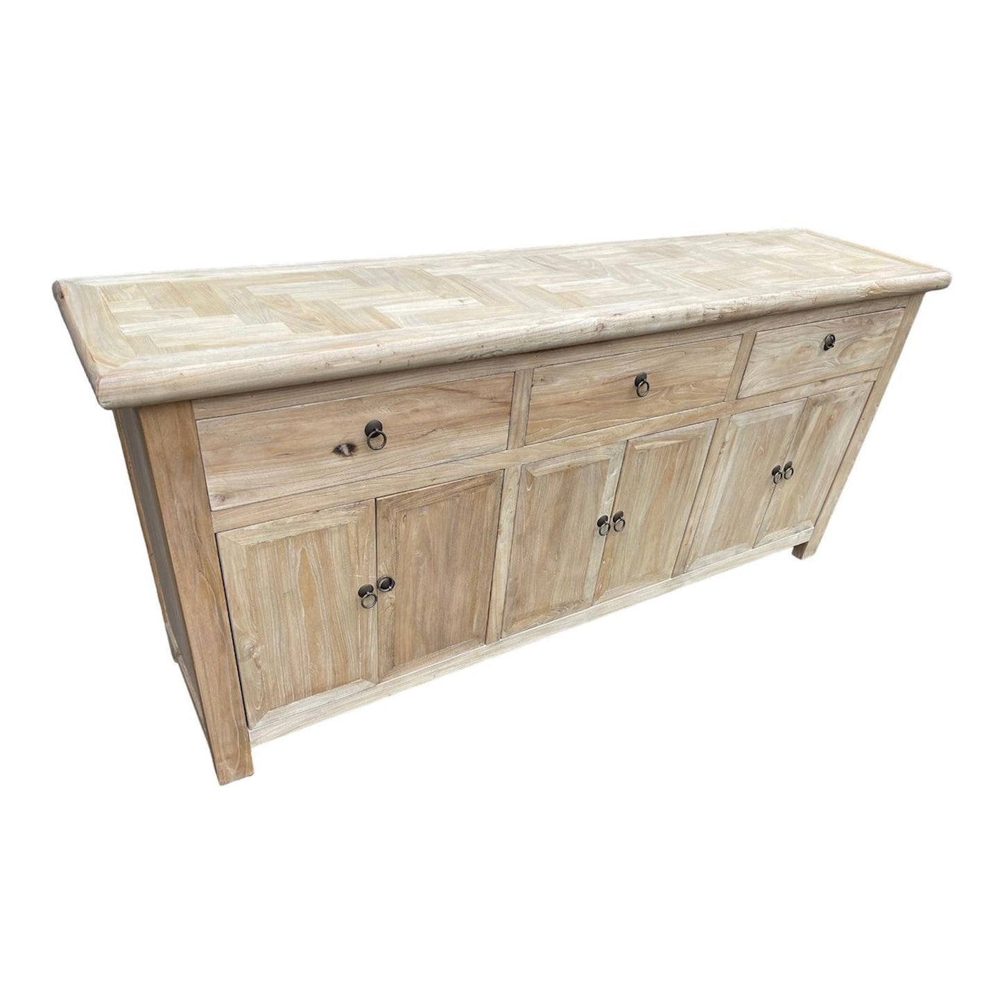GIBRALTAR 3-DRAWER 6-DOOR SIDEBOARD / BUFFET - CRAFTED FROM RECYCLED ELM - MyChocolateWood