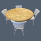 GIBRALTAR HAMPTON ROUND PARQUETRY DINING TABLE 150CM + 4 MARSEILLE WHITE DINING CHAIRS - MyChocolateWood