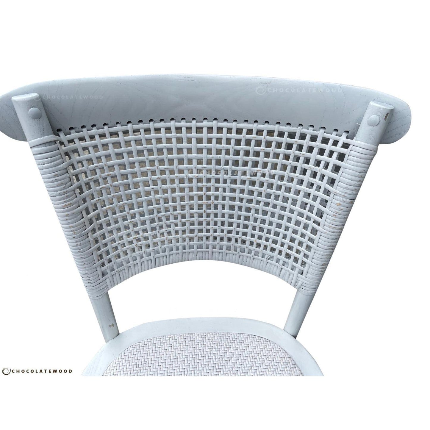 GIBRALTAR ROUND DINING TABLE IN 120CM + 4 MARSEILLE WHITE DINING CHAIRS - MyChocolateWood