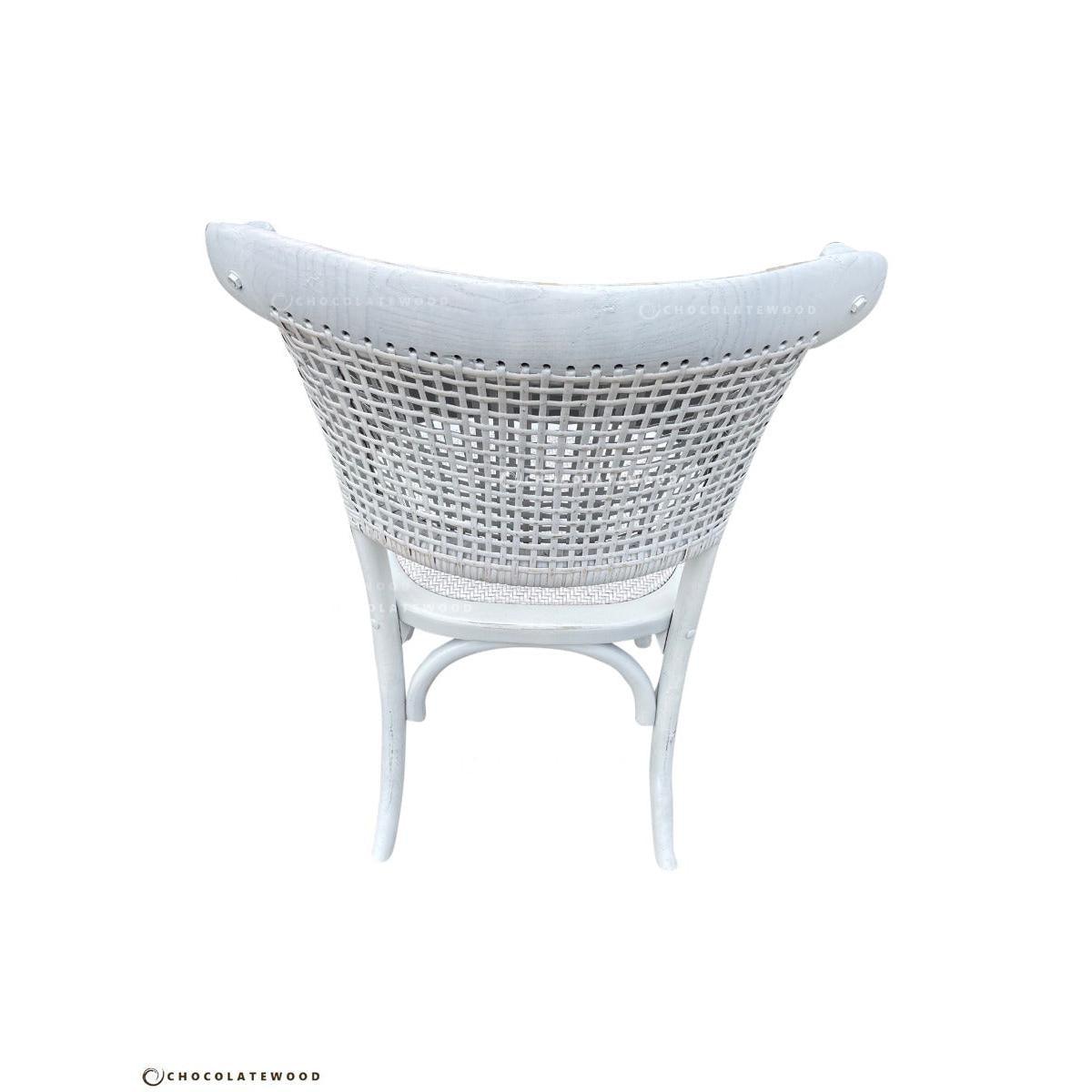 GIBRALTAR ROUND DINING TABLE IN 120CM + 4 MARSEILLE WHITE DINING CHAIRS - MyChocolateWood