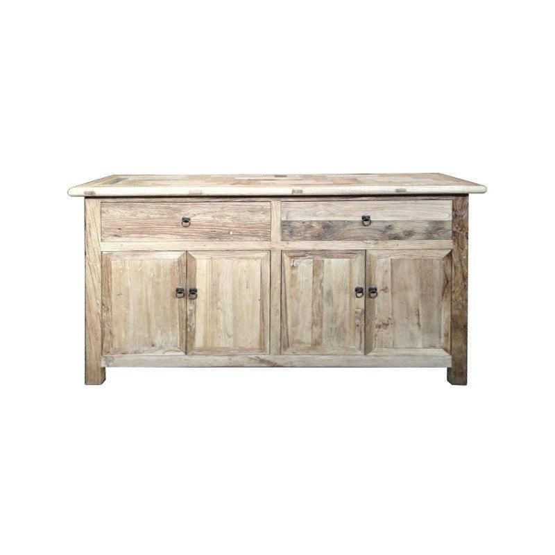 GIBRALTAR RUSTIC RECYCLED ELM SIDEBOARD/ BUFFET PARQUETRY TOP 4-DOORS 2-DRAWERS 160 CM - MyChocolateWood