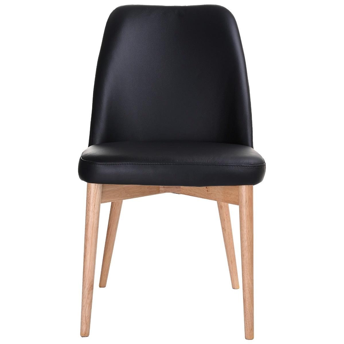 GLADIS TOP GRAIN LEATHER DINING CHAIR IN BLACK - MyChocolateWood