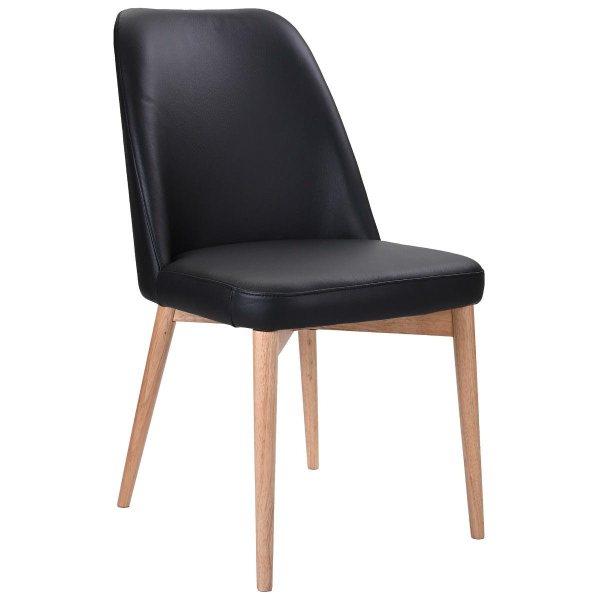 GLADIS TOP GRAIN LEATHER DINING CHAIR IN BLACK - MyChocolateWood
