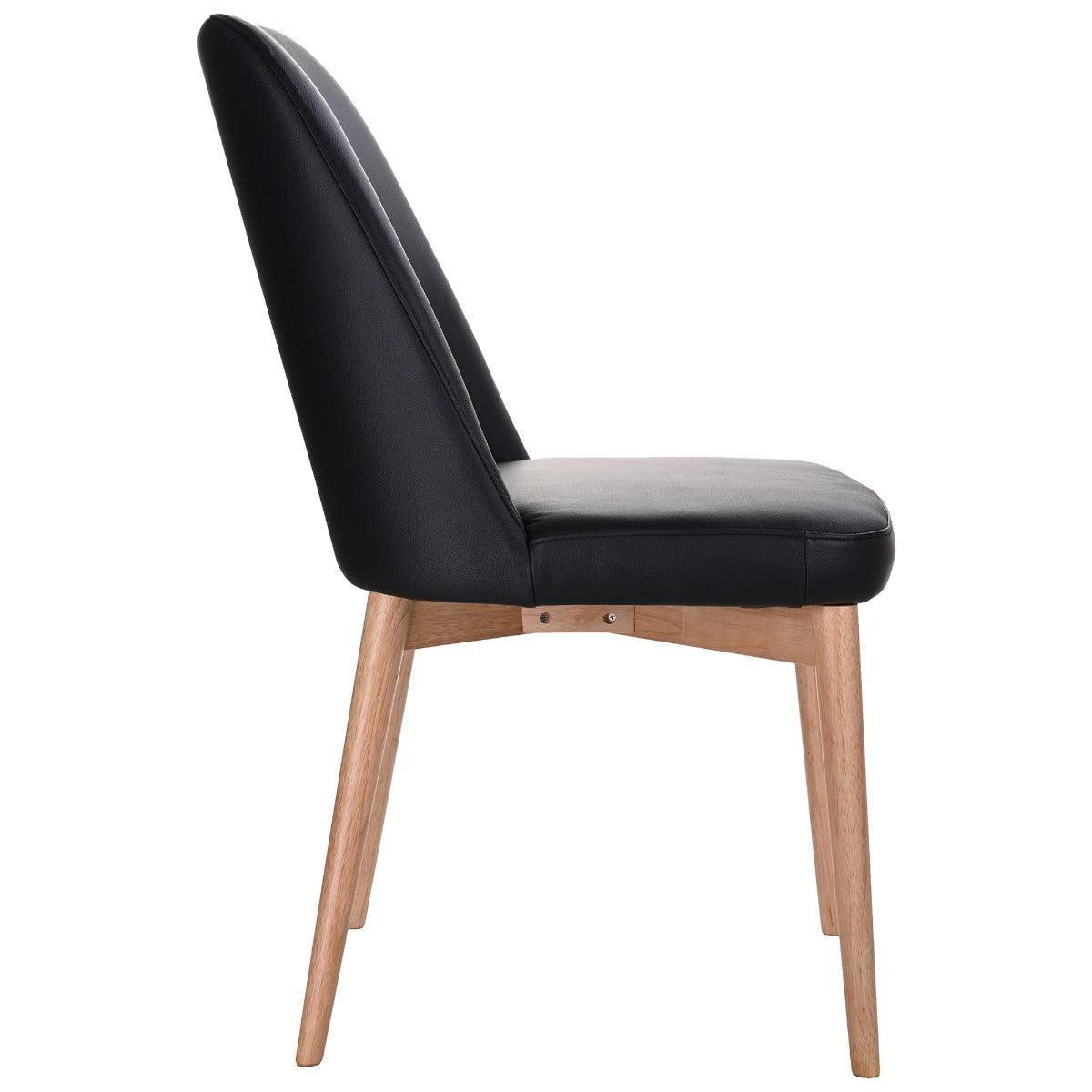 GLADIS TOP GRAIN LEATHER DINING CHAIR IN BLACK - MyChocolateWood
