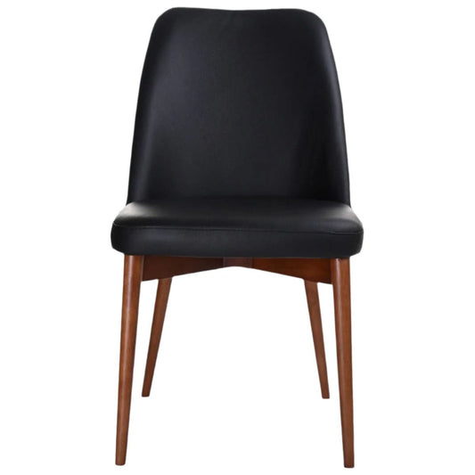 GLADIS TOP GRAIN LEATHER DINING CHAIR IN BLACK/BLACKWOOD - MyChocolateWood
