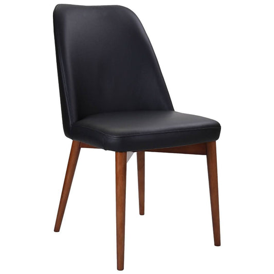 GLADIS TOP GRAIN LEATHER DINING CHAIR IN BLACK/BLACKWOOD - MyChocolateWood