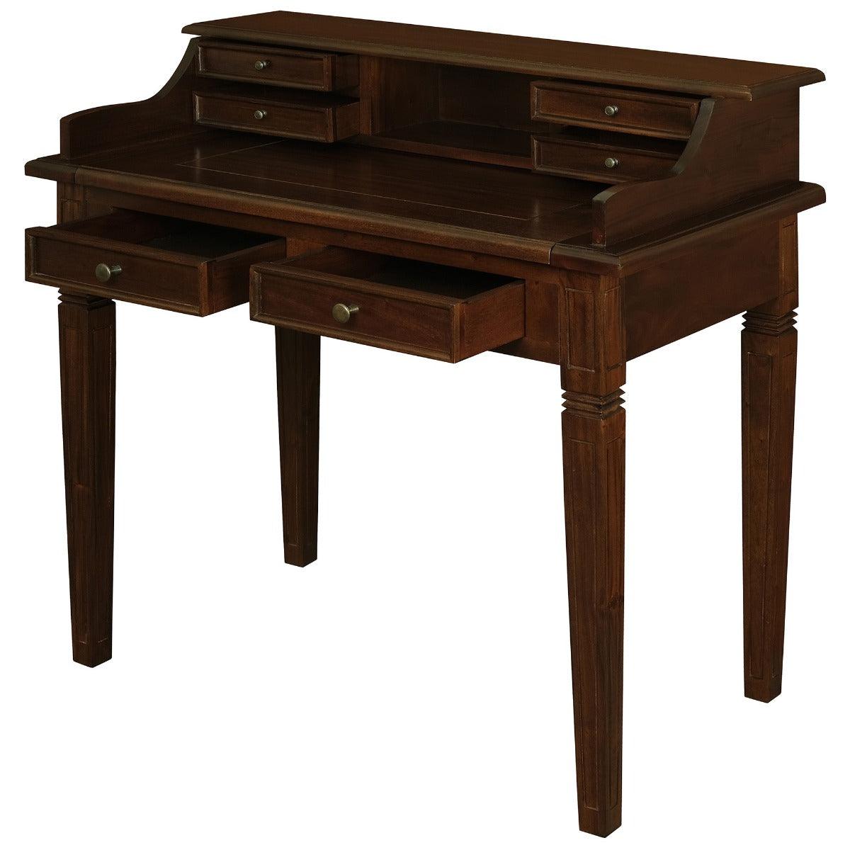 GLASMERE SOLID MAHOGANY TIMBER SECRETARY DESK WITH 6 DRAWERS - MAHOGANY - MyChocolateWood