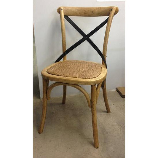 GLENWOOD ELM TIMBER METAL CROSS BACK CHAIR NATURAL - MyChocolateWood