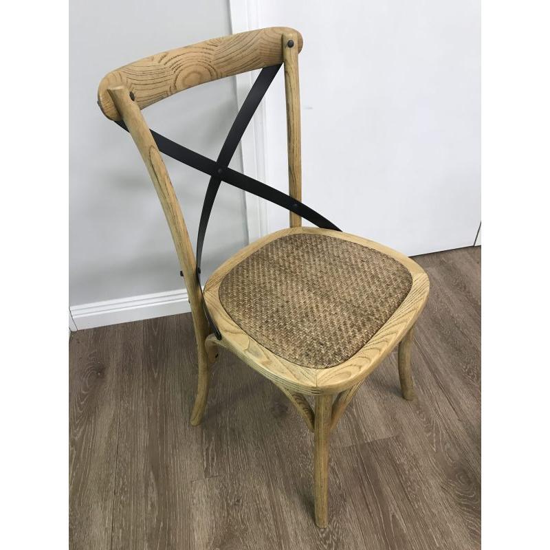 GLENWOOD ELM TIMBER METAL CROSS BACK CHAIR NATURAL - MyChocolateWood