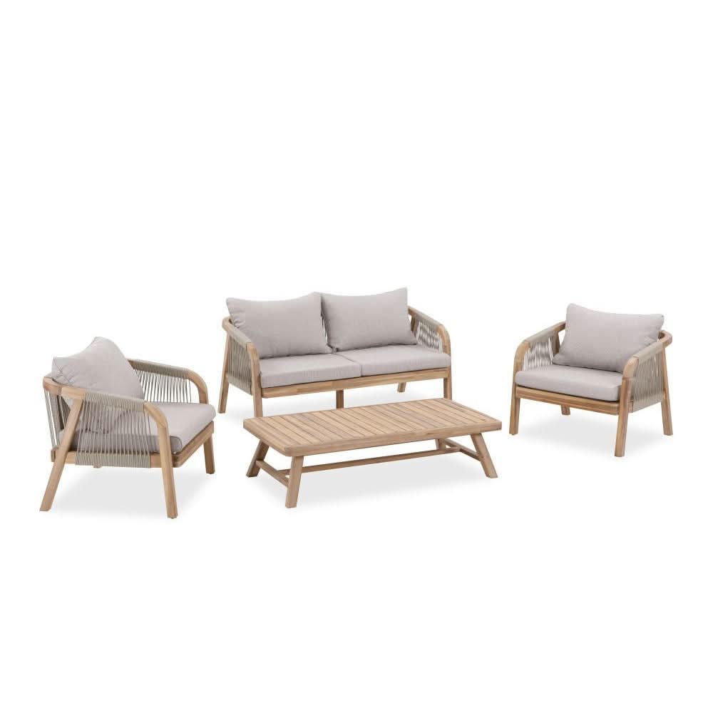 GLOSTER ACACIA WOOD & ROPE 4 - PIECE OUTDOORS SETTING - MyChocolateWood