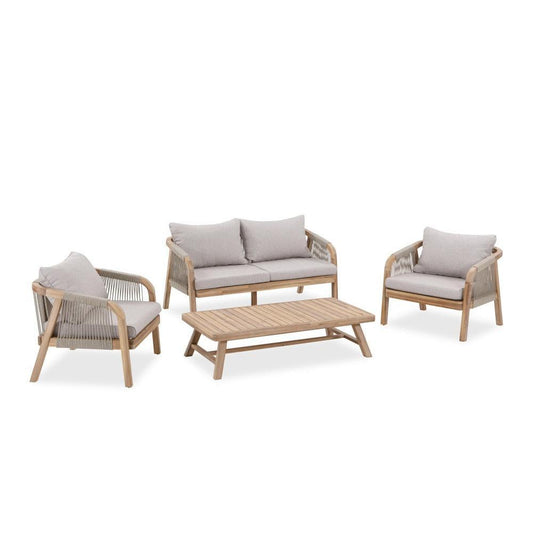GLOSTER ACACIA WOOD & ROPE 4 - PIECE OUTDOORS SETTING - MyChocolateWood