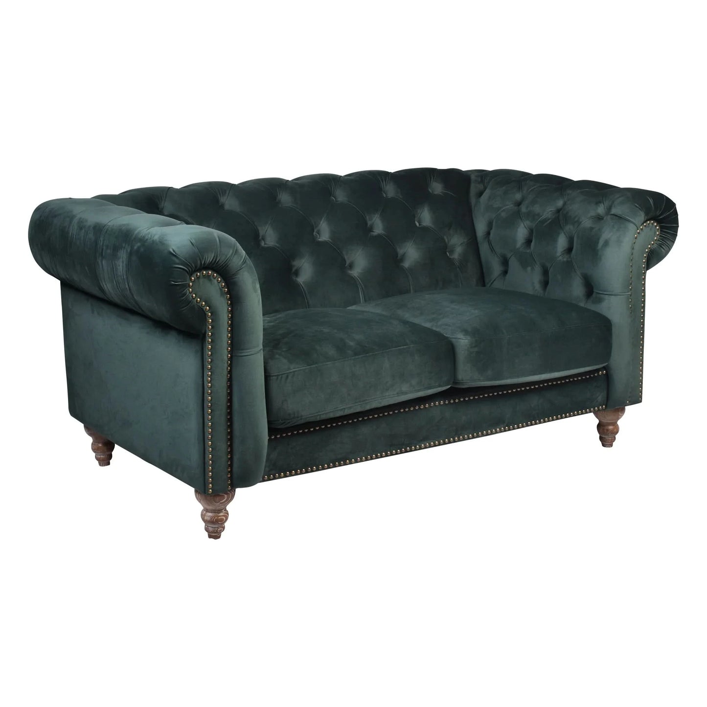 GOTCHA 2-SEATER CHESTERFIELD SOFA IN GREEN VELVET - MyChocolateWood