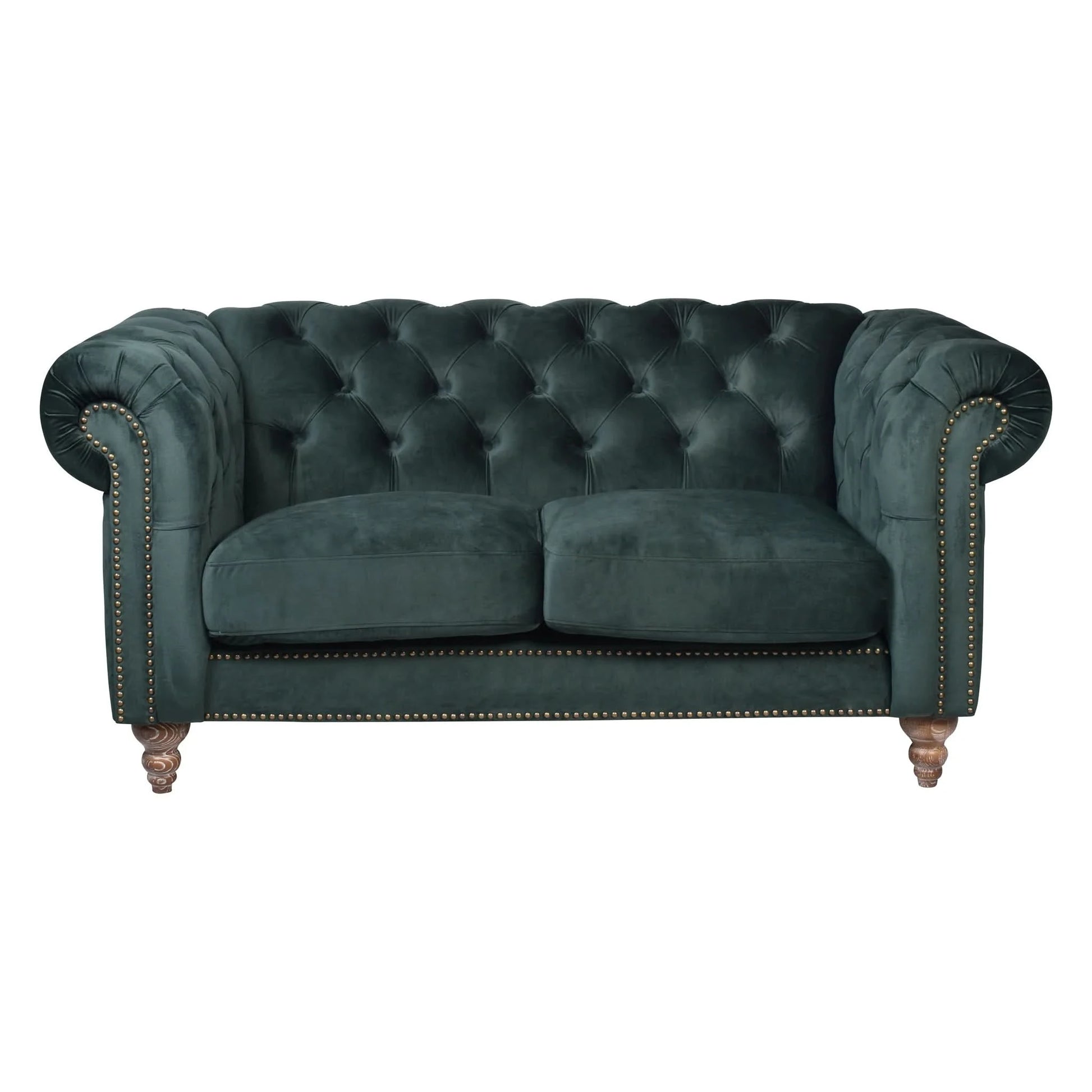 GOTCHA 2-SEATER CHESTERFIELD SOFA IN GREEN VELVET - MyChocolateWood