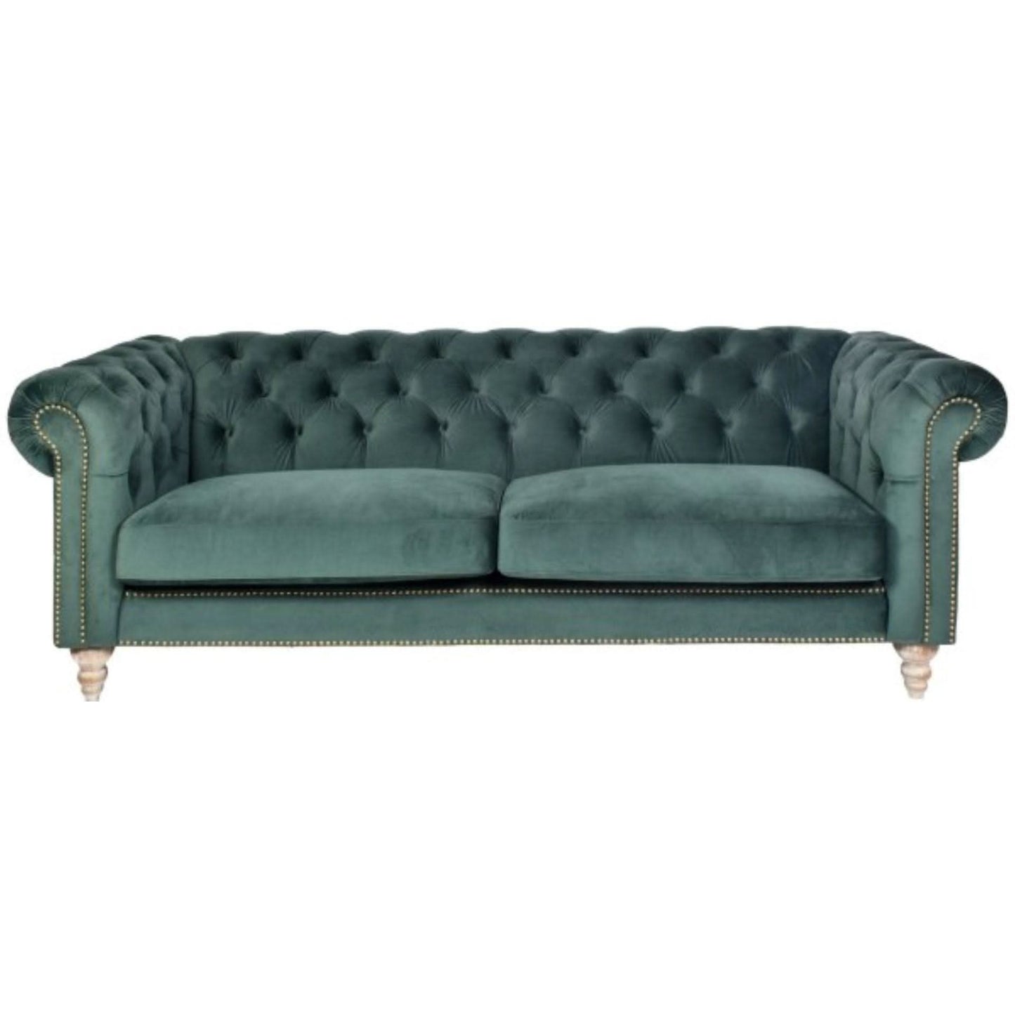 GOTCHA 3-SEATER CHESTERFIELD SOFA IN GREEN VELVET - MyChocolateWood