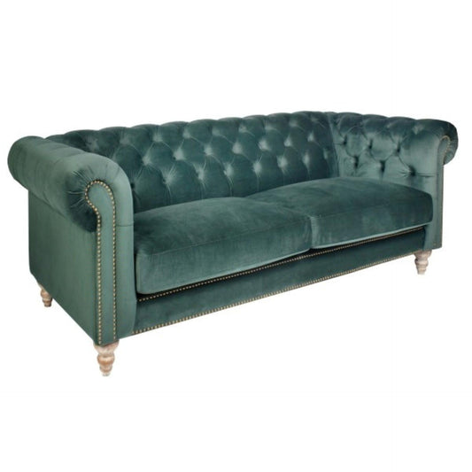 GOTCHA 3-SEATER CHESTERFIELD SOFA IN GREEN VELVET - MyChocolateWood