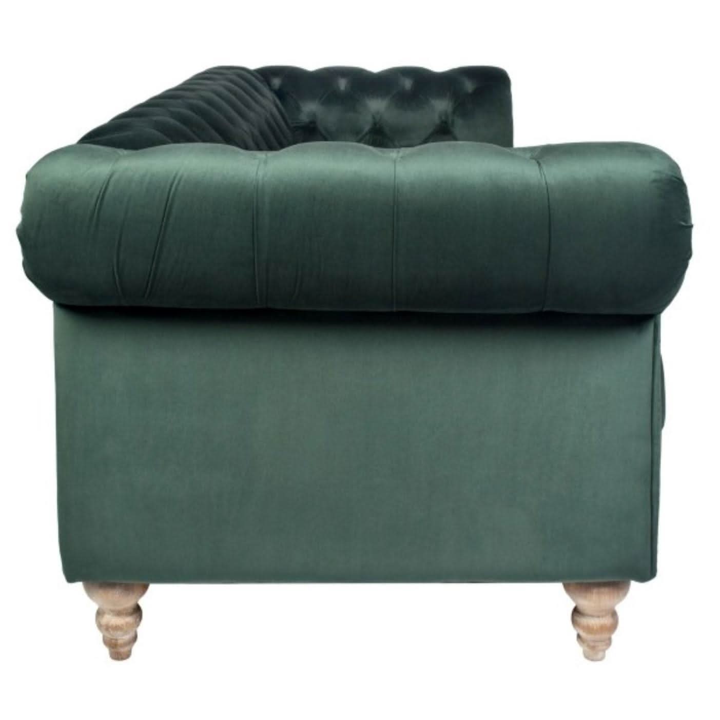 GOTCHA 3-SEATER CHESTERFIELD SOFA IN GREEN VELVET - MyChocolateWood