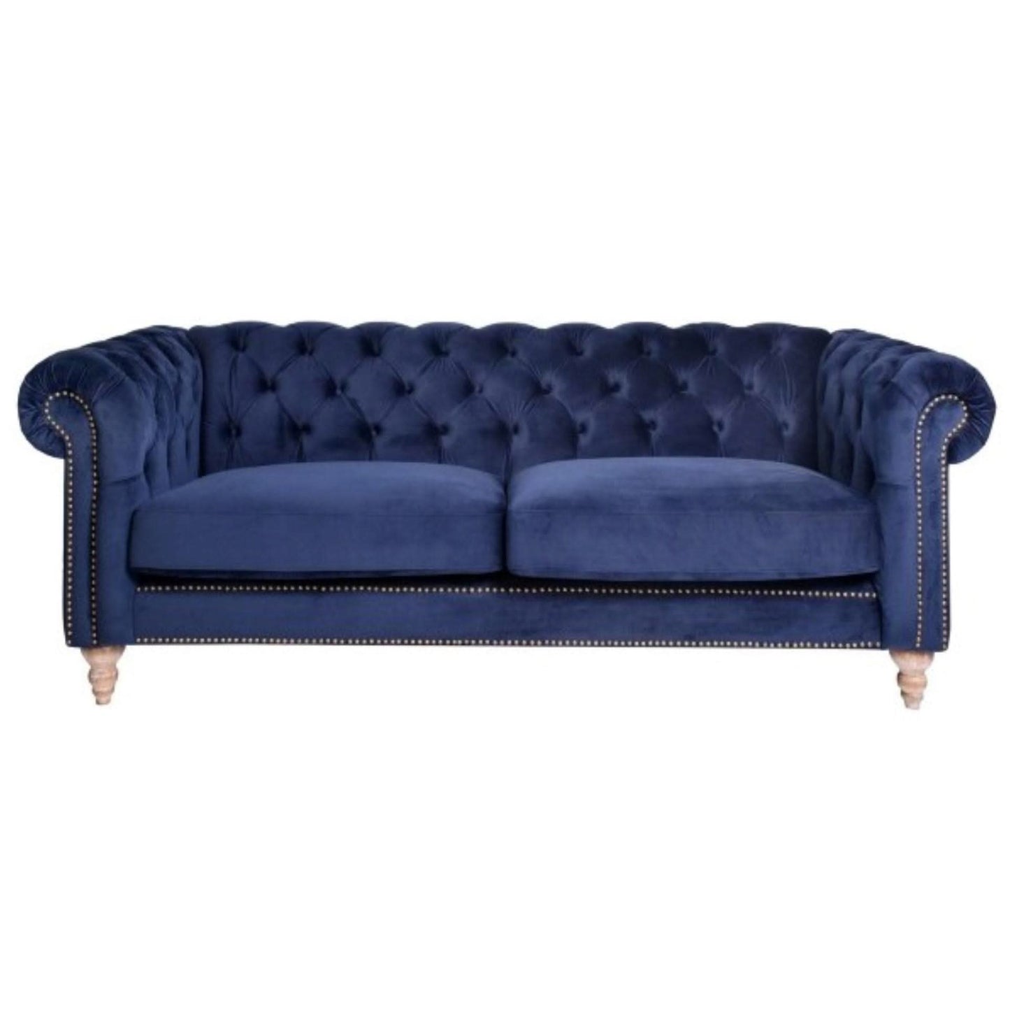 GOTCHA 3-SEATER CHESTERFIELD SOFA IN NAVY VELVET - MyChocolateWood