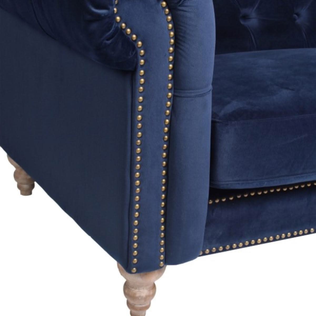 GOTCHA 3-SEATER CHESTERFIELD SOFA IN NAVY VELVET - MyChocolateWood