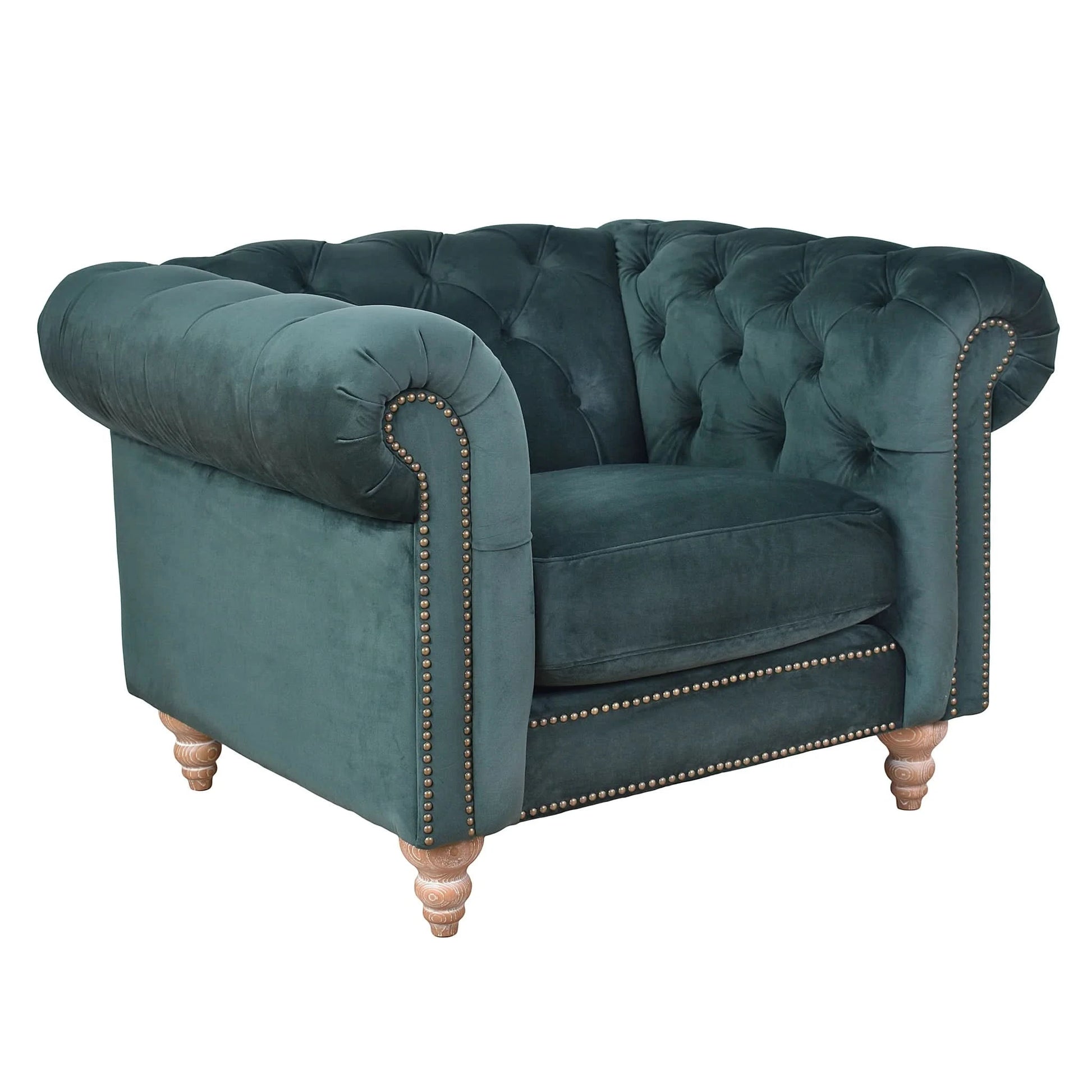 GOTCHA CHESTERFIELD ARMCHAIR IN GREEN VELVET - MyChocolateWood