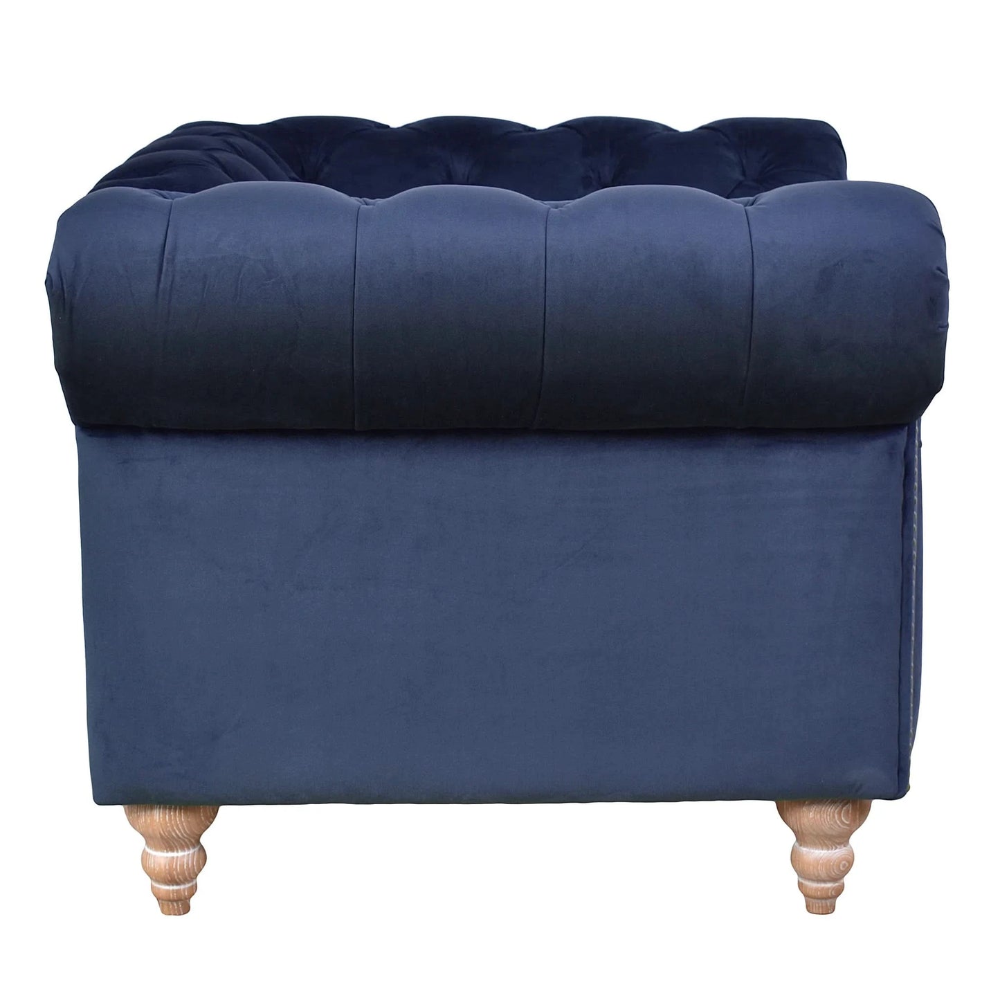 GOTCHA CHESTERFIELD ARMCHAIR IN NAVY VELVET - MyChocolateWood