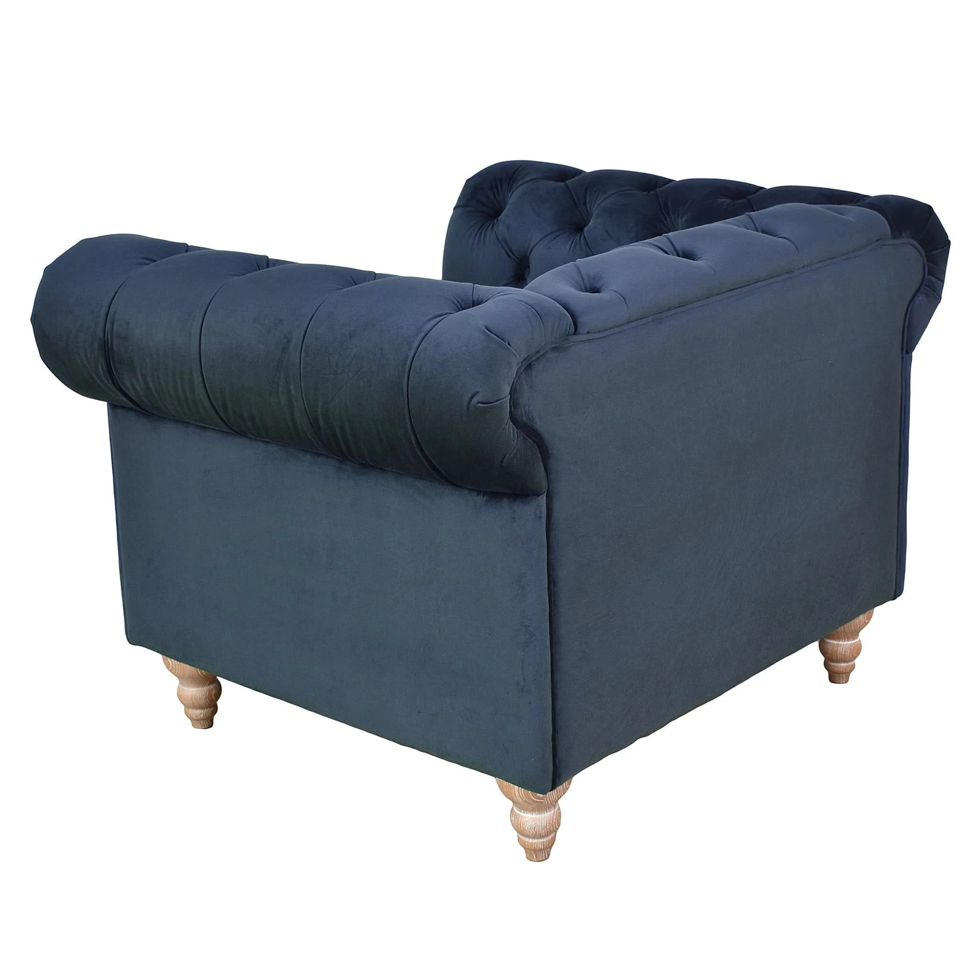 GOTCHA CHESTERFIELD ARMCHAIR IN NAVY VELVET - MyChocolateWood