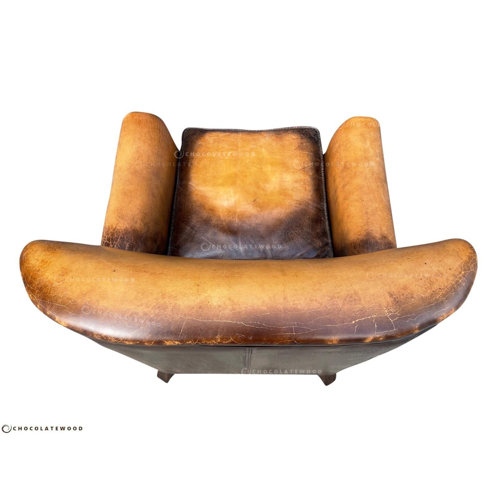 GRACELAND ANTIQUE PREMIUM GRADE LEATHER ARMCHAIR IN CARAMEL - MyChocolateWood