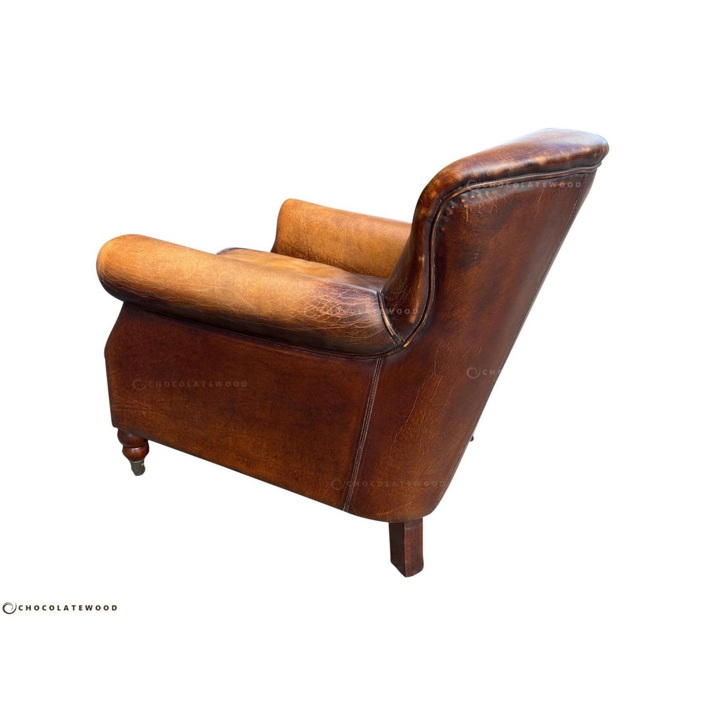 GRACELAND ANTIQUE PREMIUM GRADE LEATHER ARMCHAIR IN CARAMEL - MyChocolateWood