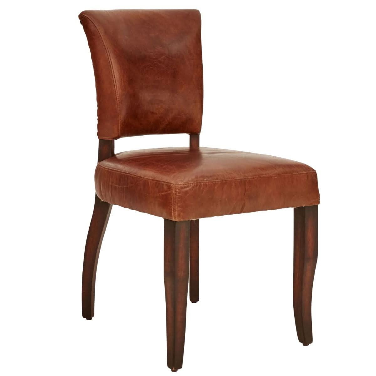 GRANADA VINTAGE LEATHER DINING CHAIR - MyChocolateWood
