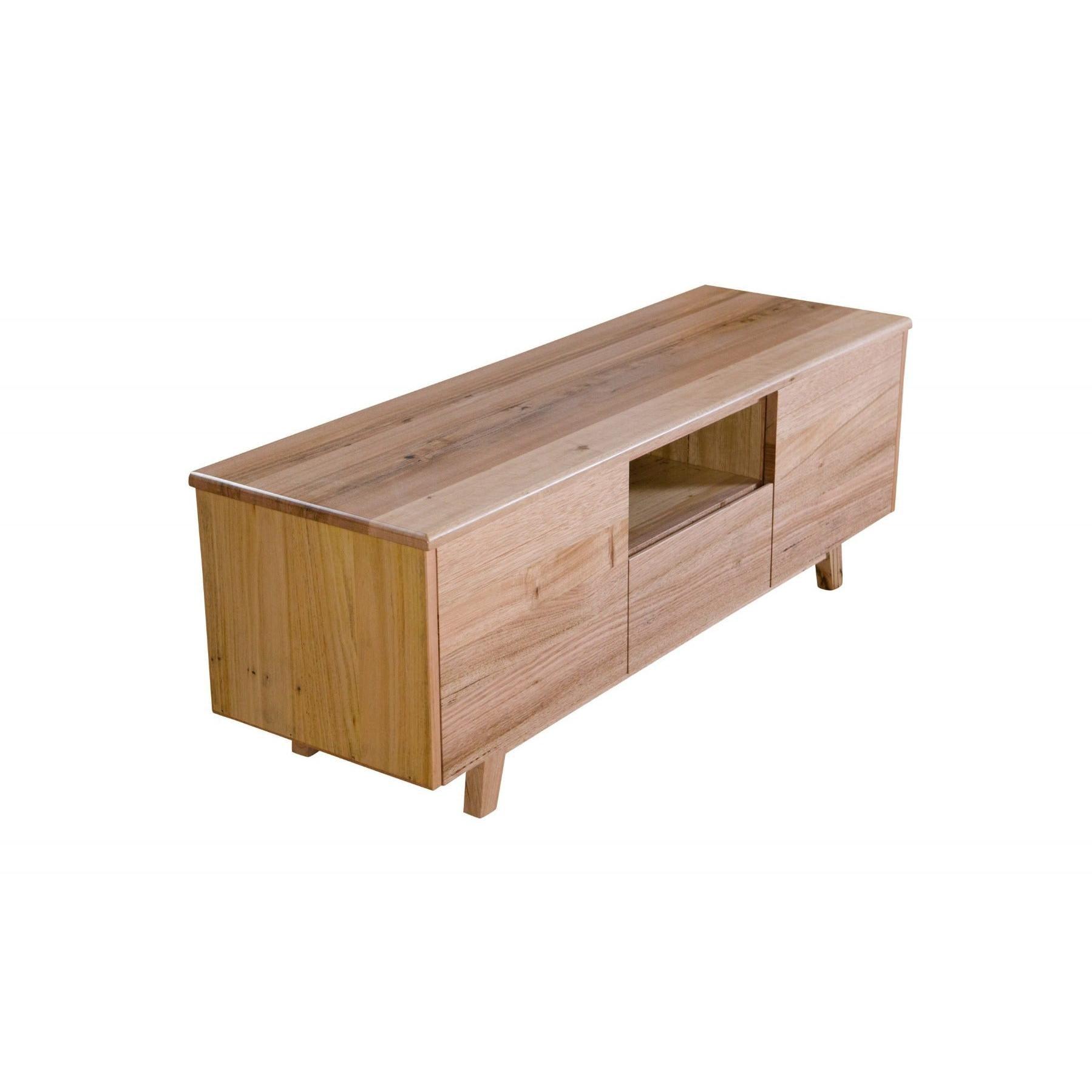 GRANVILLE SOLID TASSIE OAK TV UNIT WITH 2 DOORS & 1 DRAWER 145CM - MyChocolateWood