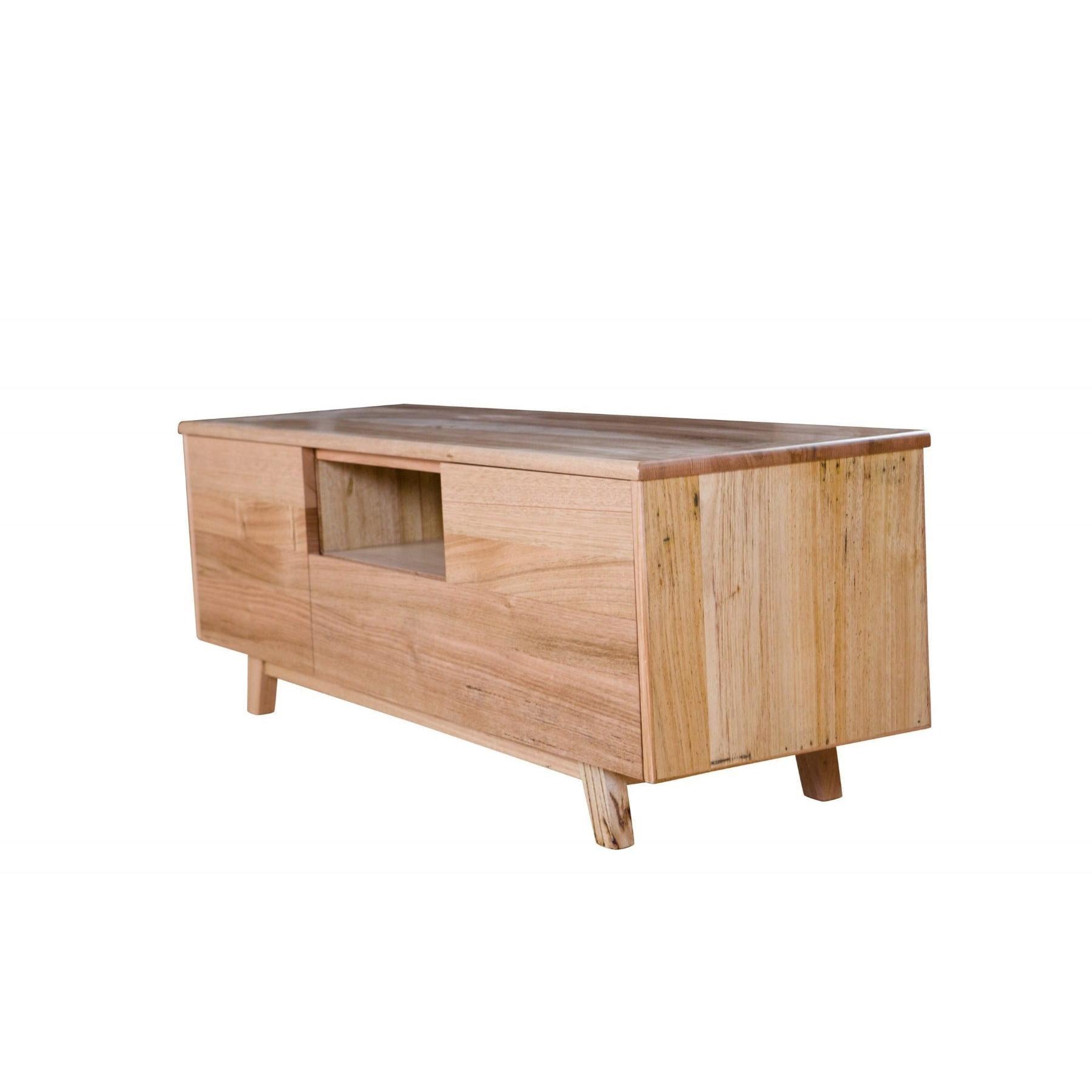 GRANVILLE SOLID TASSIE OAK TV UNIT WITH 2 DOORS & 1 DRAWER 145CM - MyChocolateWood