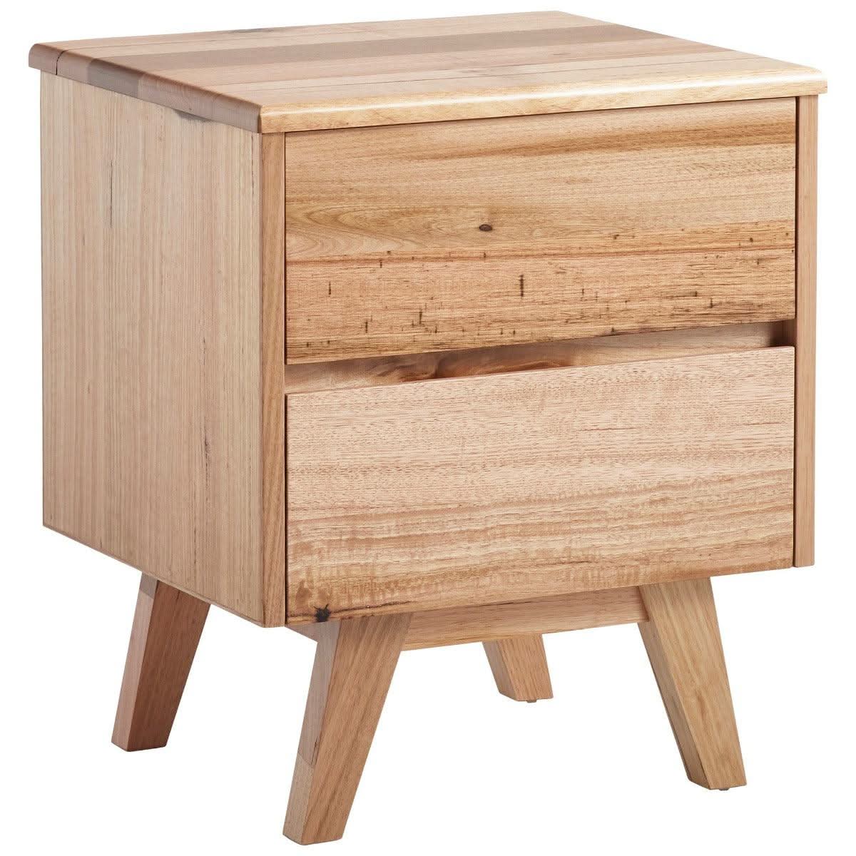 GRANVILLE TASSIE OAK 2 DRAWER BEDSIDE TABLE - MyChocolateWood