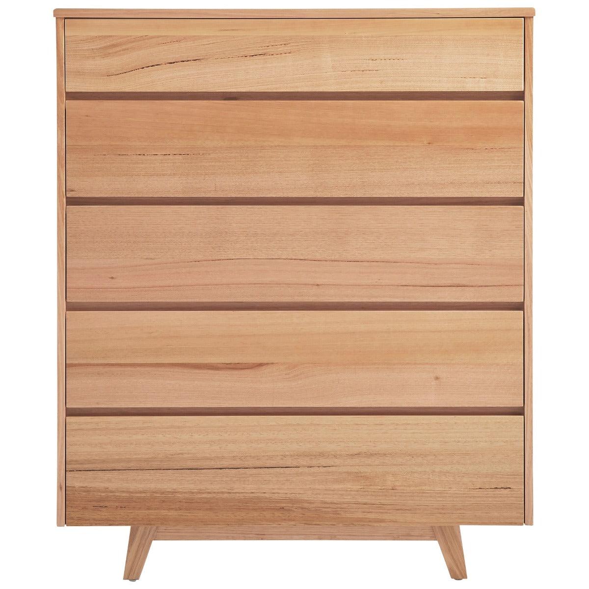 GRANVILLE TASSIE OAK 5 DRAWER TALLBOY CHEST OF 5 DRAWERS - MyChocolateWood