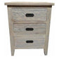 HAMPTON GREYWASHED OAK BEDSIDE TABLE 3 DRAWER 50CM - MyChocolateWood