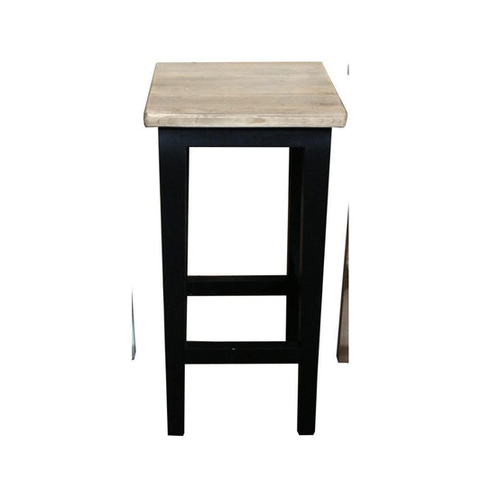 HAMPTON GREYWASHED OAK/BLACK LEG STOOL 45CM - MyChocolateWood