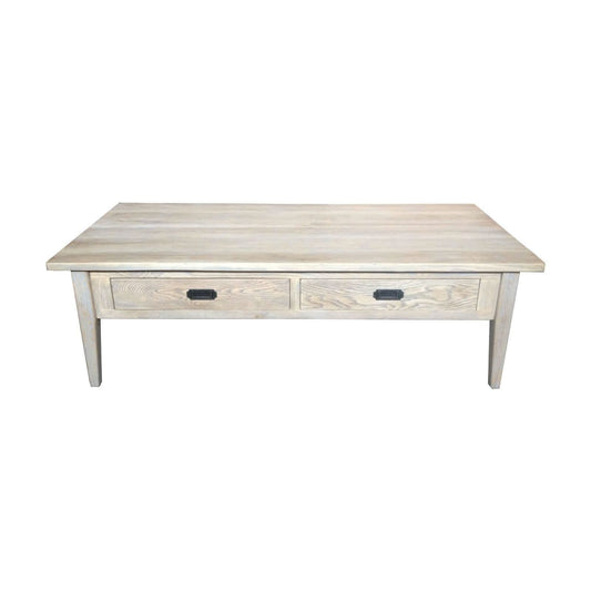 HAMPTON GREYWASHED OAK COFFEE TABLE 140CM - MyChocolateWood