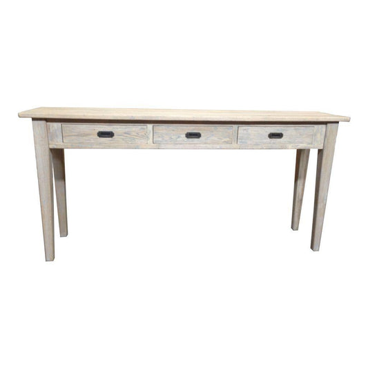 HAMPTON GREYWASHED OAK HALL TABLE CONSOLE 180CM - MyChocolateWood