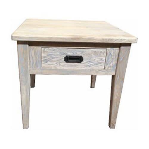 HAMPTON GREYWASHED OAK SIDE TABLE 55CM - MyChocolateWood