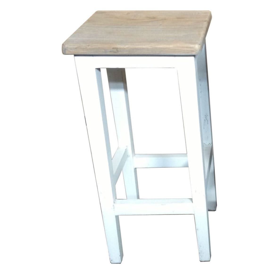 HAMPTON GREYWASHED OAK/WHITE LEG STOOL 45CM - MyChocolateWood