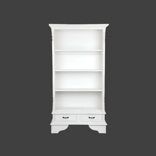 HAMPTON PILLAR BOOKCASE BOOKSHELF 4 SHELVES - WHITE - MyChocolateWood