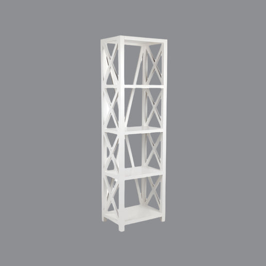 HAMPTON SOLID MAHOGANY LARGE CROSS BOOKCASE BOOKSHELF 4 SHELVES - WHITE - MyChocolateWood