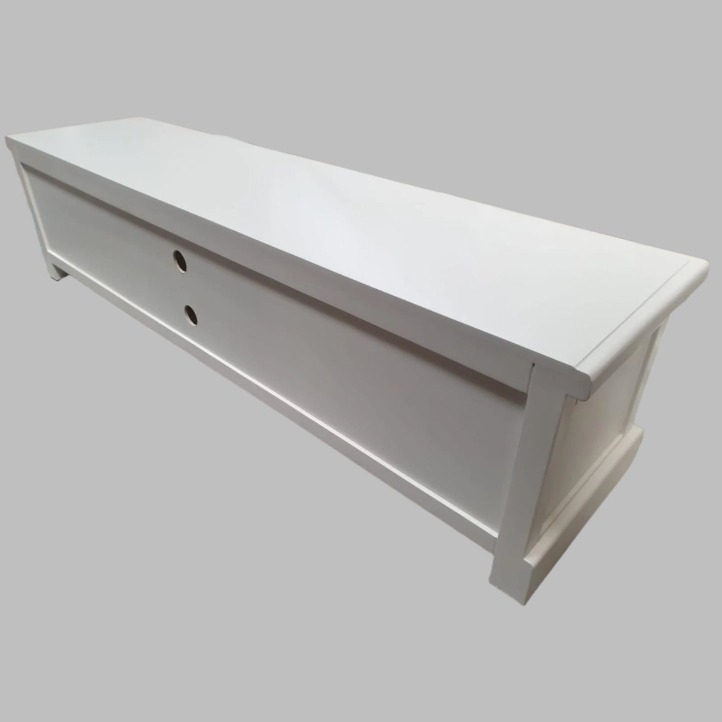 HAMPTON SOLID MAHOGANY LOWLINE TELEVISION ENTERTAINMENT UNIT TV STAND - 4 DRAWERS WHITE - MyChocolateWood