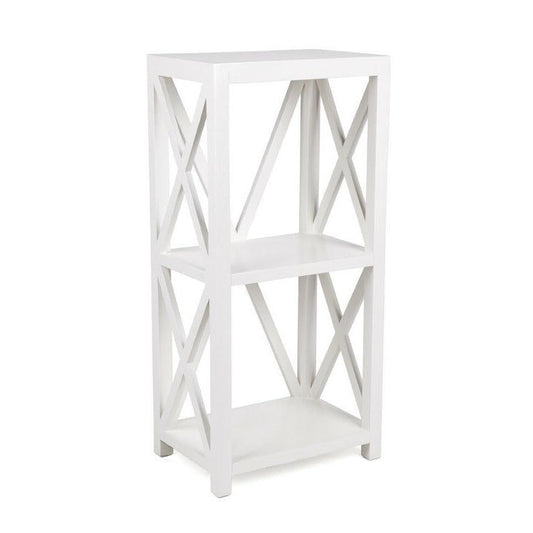 HAMPTON SOLID MAHOGANY SMALL CROSS BOOKCASE BOOKSHELF 2 SHELVES - WHITE - MyChocolateWood